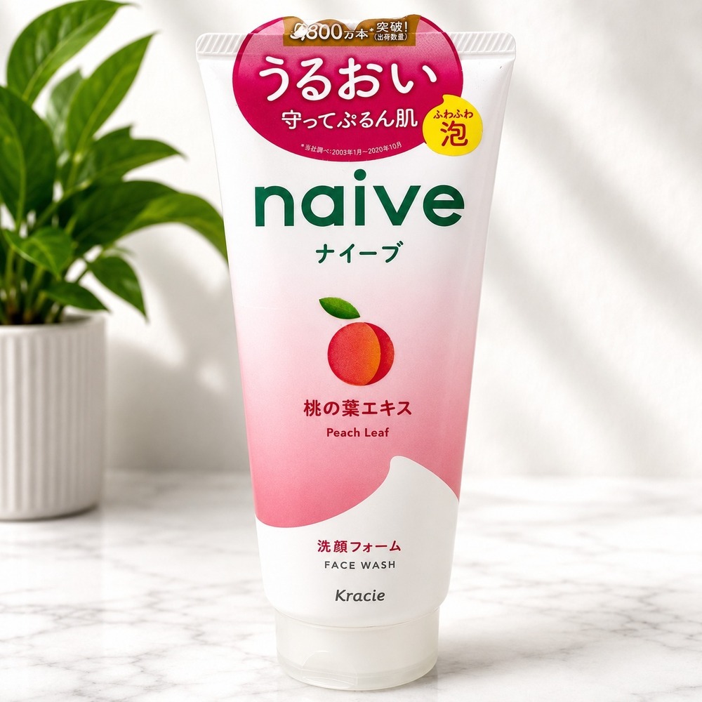 Kracie Naive Peach Leaf Face Wash 130g Japanese Foaming Cleanser